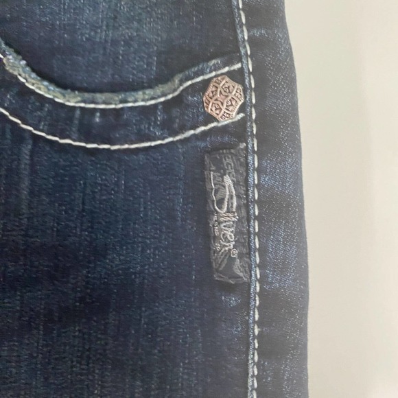 Silver Jeans Tuesday Jeans Flare Sz 27X31 Thick Contrast Stitch Blue Denim Y2K - Picture 3 of 12